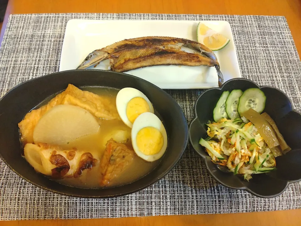 Snapdishの料理写真:☆おでん🍢　☆さんま開き　☆酢の物|chikakoさん