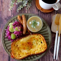 Snapdishの料理写真:ワンプレート朝ごパン🍞|てんのすけさん