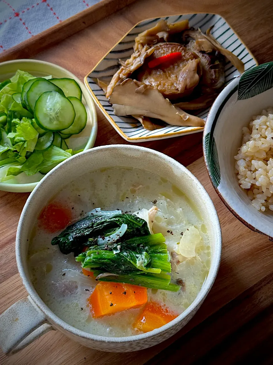 鶏の豆乳スープ　白茄子のピリ辛焼き|チイホ✨さん