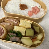 Snapdishの料理写真:ほうれん草とベーコンをいれた弁当|たんぽぽさん