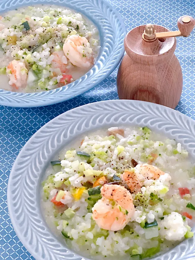 Snapdishの料理・レシピ写真:ブロッコリーと海老のリゾット｜お正月太り解消！リセットごはん♪