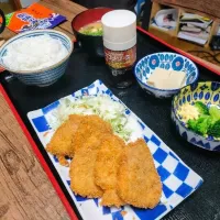 Snapdishの料理写真:自家製ヒレカツ　ブロッコリーのソテー　高野豆腐の煮物|ariyo4200さん