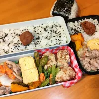 Snapdishの料理写真:次男・私弁当&おにぎり|tamagomagomagoさん