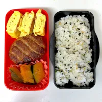 Snapdishの料理写真:高3になった次男くんへハンバーグとカボチャ弁当|晴れ時々弁当さん