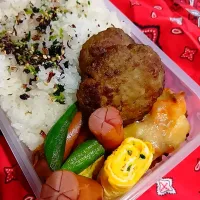 Snapdishの料理写真:オクラ炒めハンバーグ弁当|yayoi.Kさん