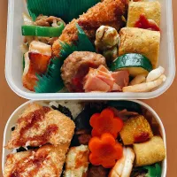 Snapdishの料理写真:今日の旦那と息子のお弁当|sacchan( ﾐΦﻌΦ)ฅさん