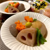 根菜の煮物　ゆずみそかけ