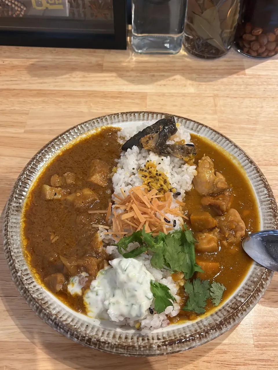 ハバネロポークカレーとかぼちゃとチキンのカレーのあいがけ|ゆかちさん