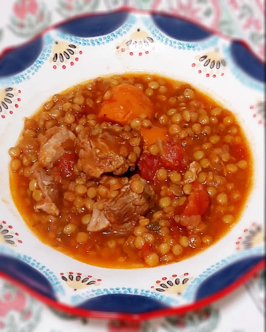 豚スネ肉とレンズ豆の煮込み|きつねさん