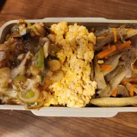 Snapdishの料理写真:きんぴらごぼうと炒り卵豆腐の弁当|chiroruさん