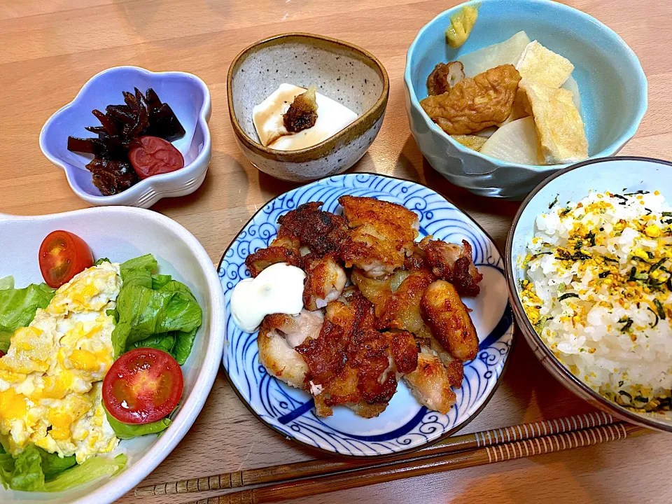 唐揚げ晩御飯☺️|かおちゃんさん