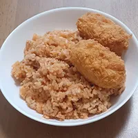 Snapdishの料理写真:ナナの料理　チキンライスとカニクリームコロッケ|ナナさん