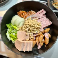 Snapdishの料理写真:KOREAN NIGHT ホムパ🇰🇷 旦那作🧑‍🍳　〆のプデチゲ|BUBUさん