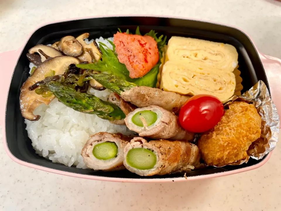 アスパラの肉巻き弁当|あめふくらさん