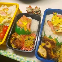 Snapdishの料理写真:夫弁当､娘弁当､息子弁当| みどりさん