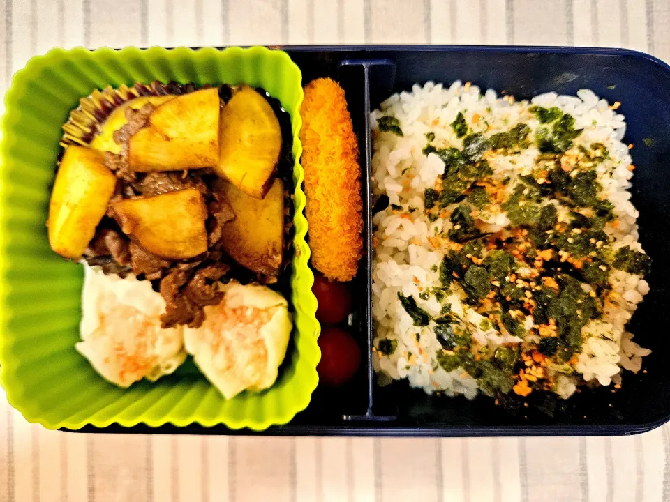 さつまいもと牛肉のオイスターソース炒め❤️旦那さんお弁当❤️|かおるcitronさん