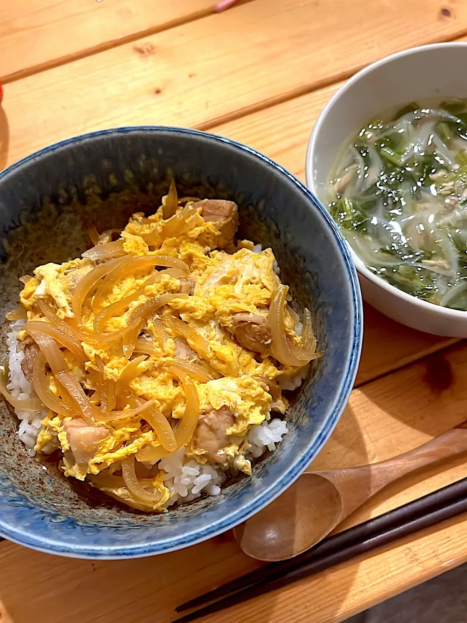 親子丼 & 小松菜とツナのスープ|ぺろたんさん