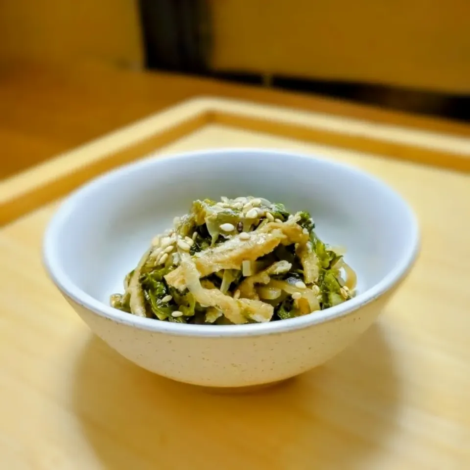 大根の葉と油揚げの炒め煮🌿|森のごはん屋さんさん