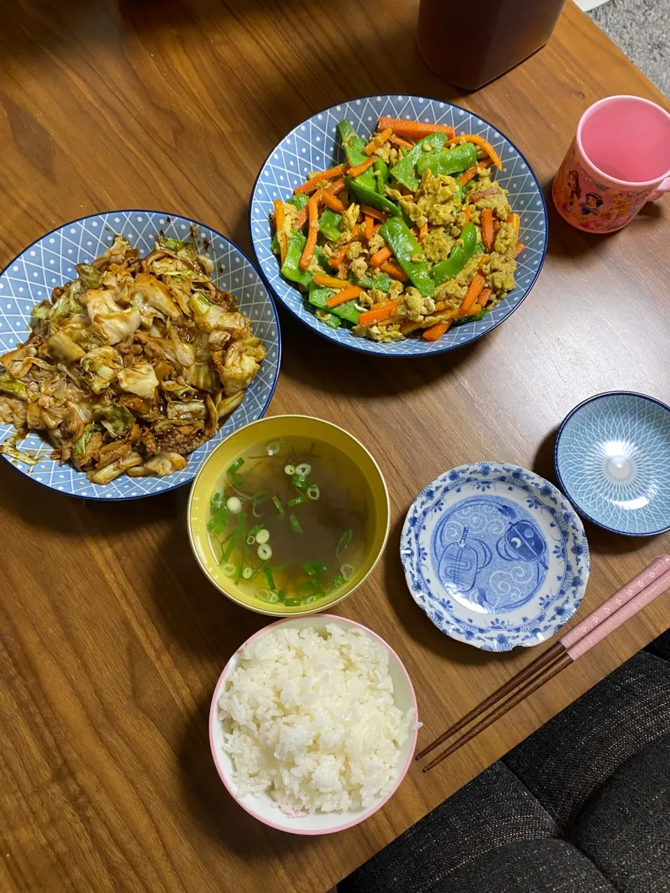 夜　回鍋肉､モロッコいんげん炒め|みちくんさん