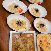 豚こまと白菜の中華あんかけ　シチューのリメイクグラタン　卵ねぎチャーハン|m aさん