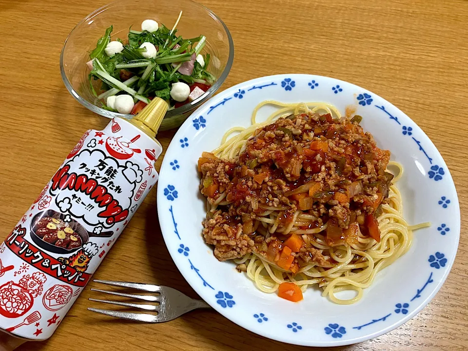 ＊ミートソースパスタ🍝にタレビーム！＊|＊抹茶＊さん