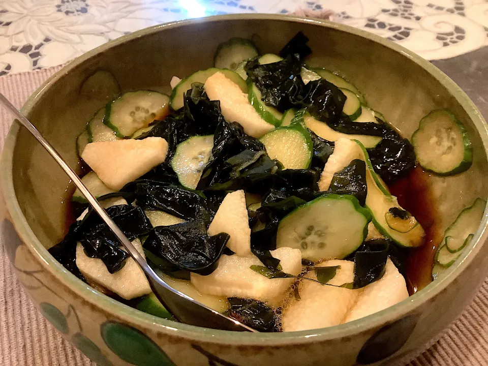 ワカメと長芋のサラダ🥗😋|アライさんさん