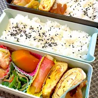 おっさん弁当🍱　胡麻味噌和え　🎃　白菜炒め　卵焼き　ベーコンポテト|ひげおやじさん