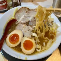 Snapdishの料理写真:きしめんの様な幅広麺の鳥塩生姜ラーメン(限定)|Takeshi  Nagakiさん