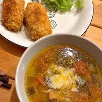 Snapdishの料理写真:ナスとパプリカのトマトスープ|ぺろたんさん