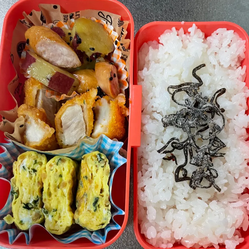 とんかつとさつまいもあえ弁当|あおのりさん