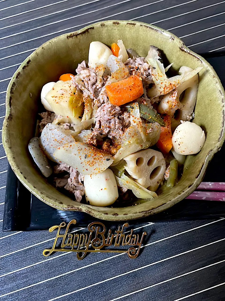 びせんさんの料理 芋煮🍜
でお誕生日おめでとうございます🎂🎉|いっちゃんさん