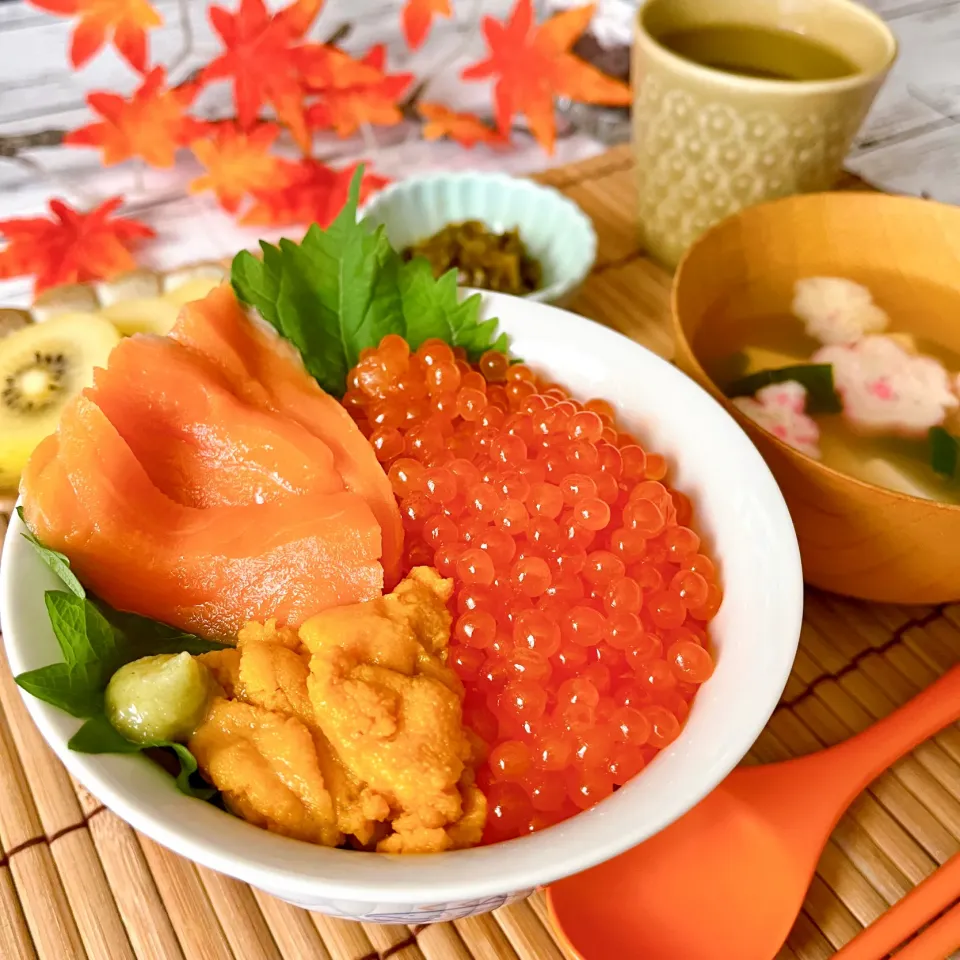 うにいくらサーモン丼|ハマーさん