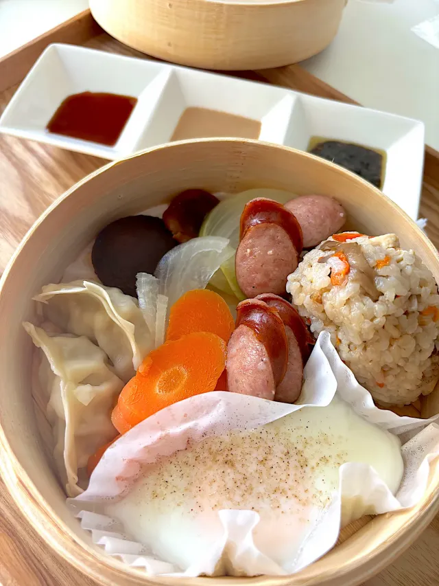 Snapdishの料理・レシピ写真:せいろ蒸しランチ｜ほっかほか♡ワンプレートせいろご飯