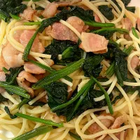 ほうれん草🥬とベーコン🥓のパスタ|さっちーさん