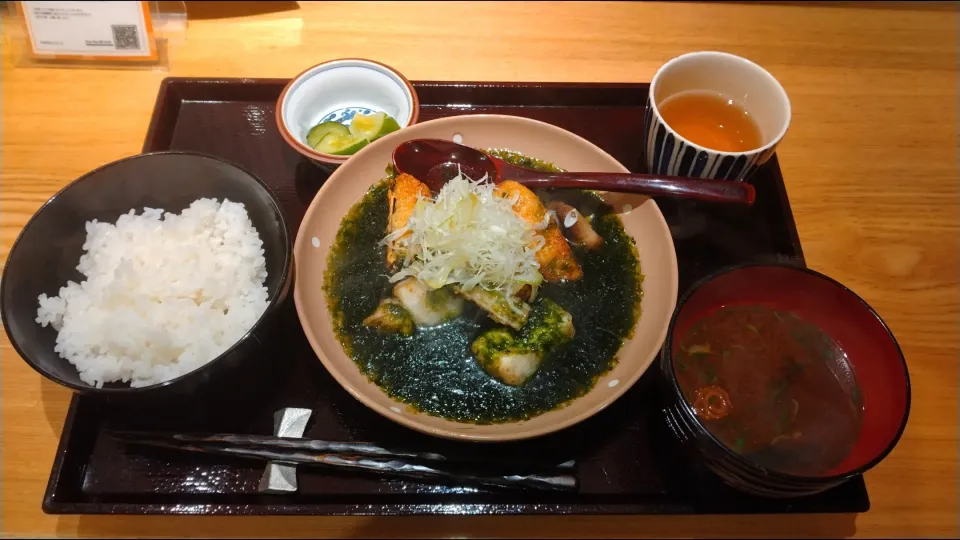 人形町　きたがいち　寒鰆の揚げ野菜御膳　青のり餡かけ|よっちびやばんぶーさん