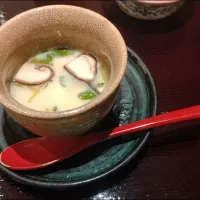 人形町　きたがいち　寒鰆の揚げ野菜御膳　青のり餡かけ　海鮮茶碗蒸し|よっちびやばんぶーさん