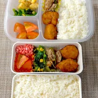 青椒肉絲と唐揚げ弁当。旦那さん、娘弁当。|ゆーこ。さん