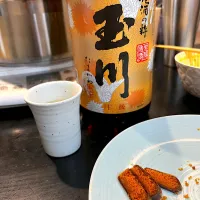 酒を塗って焼いた烏魚子カラスミと熱燗が最高過ぎた|hanakoさん