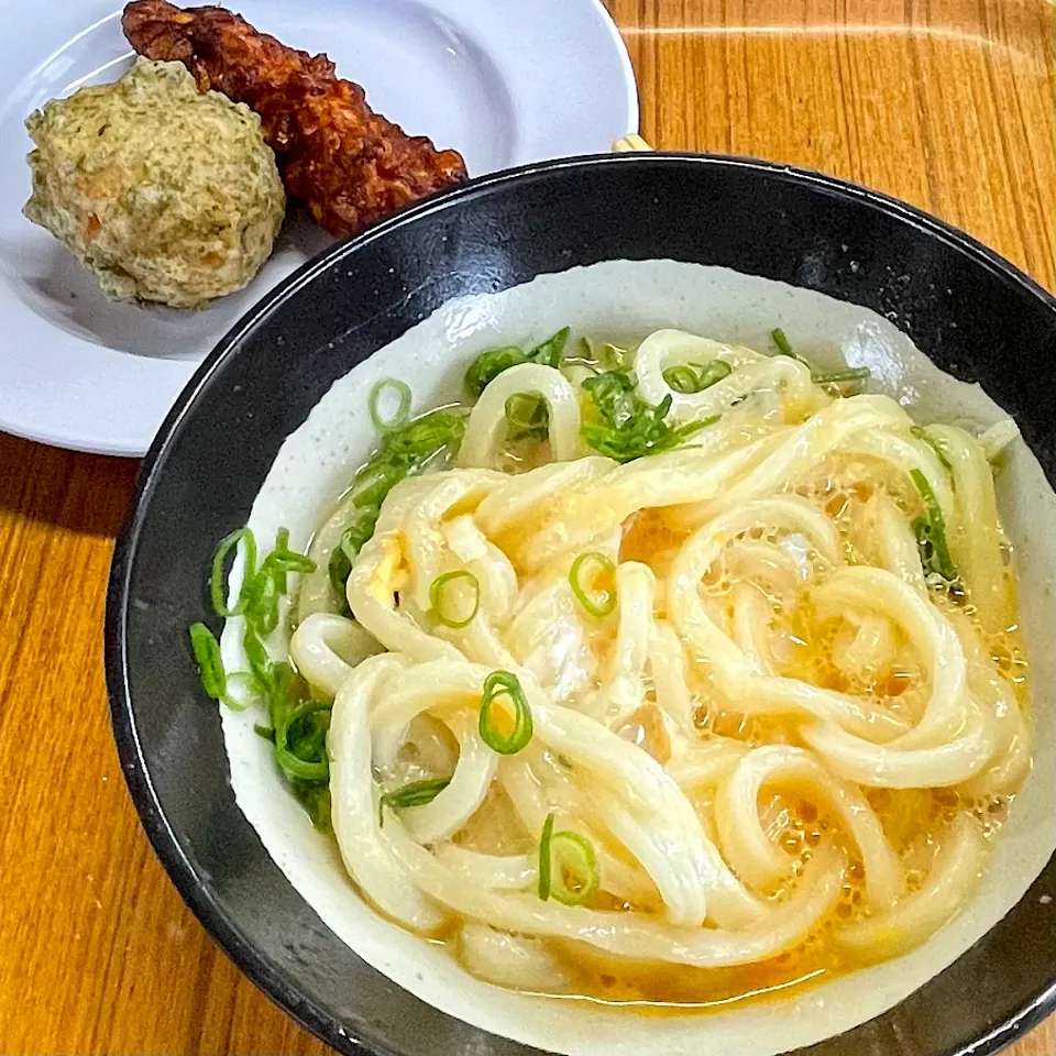 釜玉うどん（小）とじゃが天とコーン天　山越うどん|かおるさん