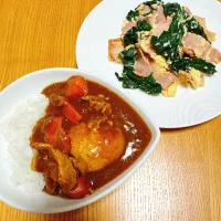 カレー🍛
ポリカーボネートみたいな名前のキャベツ(カーボロネロ)、ベーコン、玉子炒め|naoさん