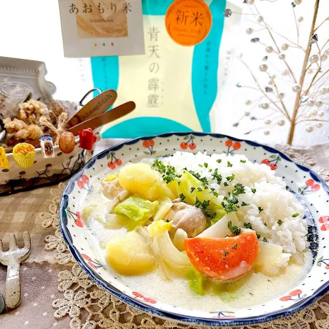 「青天の霹靂」を使ってみたSnapdishの料理・レシピ写真:シチューライス 𓎪 ⡱
🌾“青天の霹靂 2kg(新米)”使用🌾