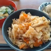 きのこご飯朝定食|食事メモメモさん