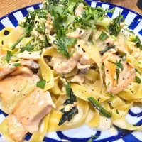 Fettuccine con Salmone e Crema di Broccoli　サーモンとブロッコリーのクリームソースフェットチーネ|Masahiko Aasanoさん