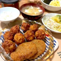 2024/11/16 佐野屋 から揚げ&コロッケ定食、手作りポテサラ 白菜味噌汁|kykyさん