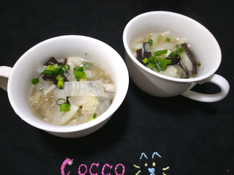 きくらげも入れちゃったワンタンスープ✨|cocco+さん