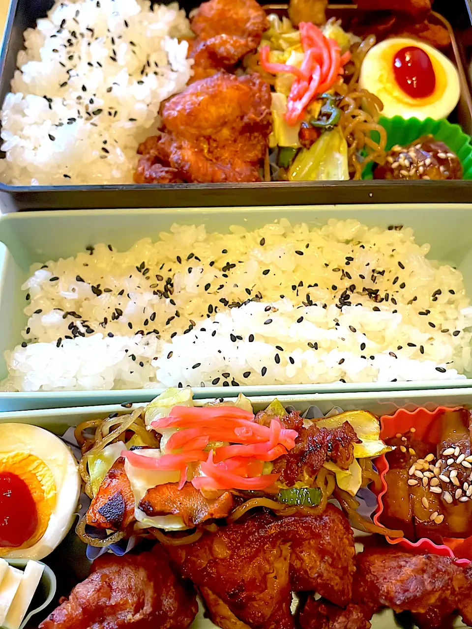 おっさん弁当　🍠　板東英二　焼きそば　肩唐揚げ🐔|ひげおやじさん