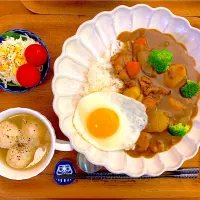 カレーライスと肉団子スープの献立