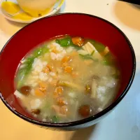 おかわりの味噌汁はおこげご飯と納豆を入れて|Takeshi  Nagakiさん