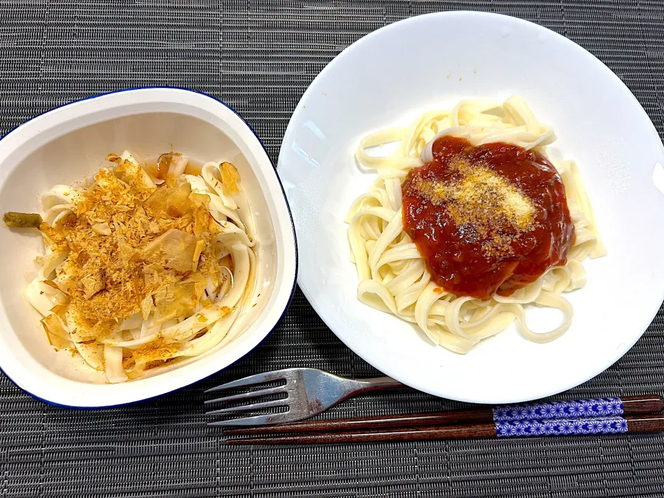 ミートスパゲッティ&冷きしめん|くまくまさん