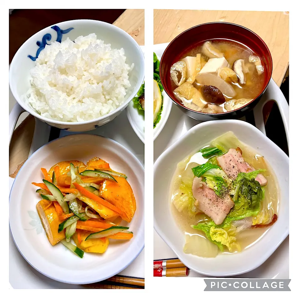 柿と🥕サラダ、白菜くたくた煮|okeiko🎶さん